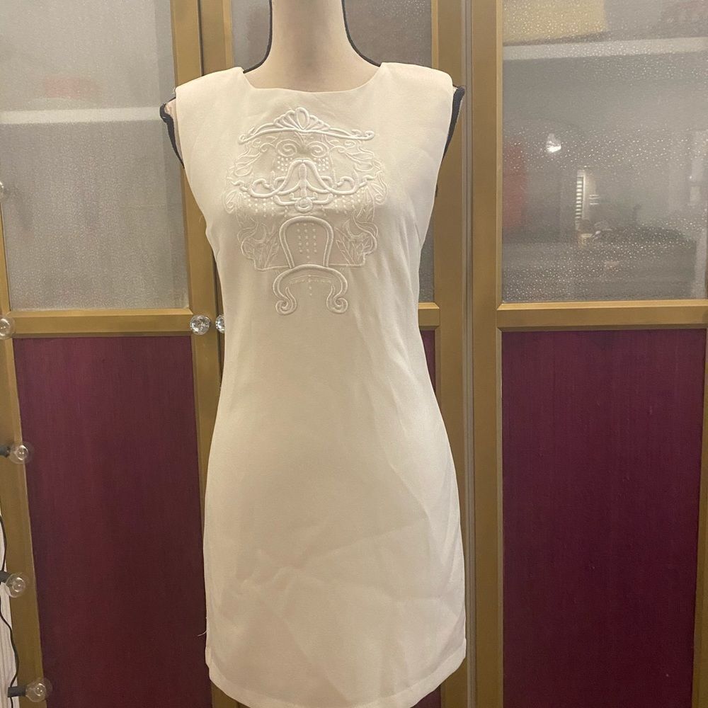 Beulah style white embroidered mini dress, S